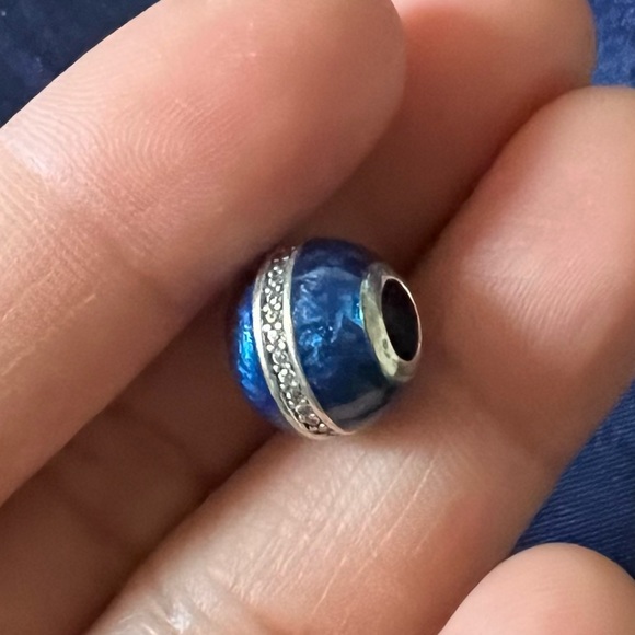 Retired Pandora Midnight Blue Orbit Charm Sterling Silver EUC - Picture 4 of 8